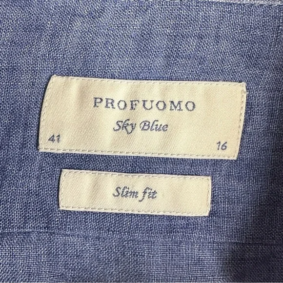 Profuomo Men’s Slim Fit Linen Shirt - Sky Blue
Size: 41 (16)
EUC - Picture 3 of 5